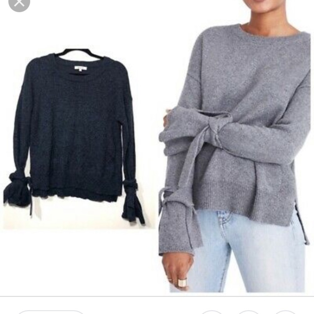 Madewell blue tie sleeve sweater